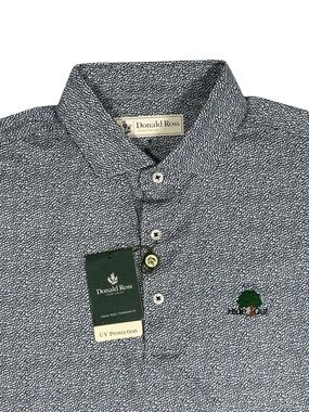 Donald Ross Golf Polo Medium Gray Micro Pattern Performance Summer Stretch NWT
